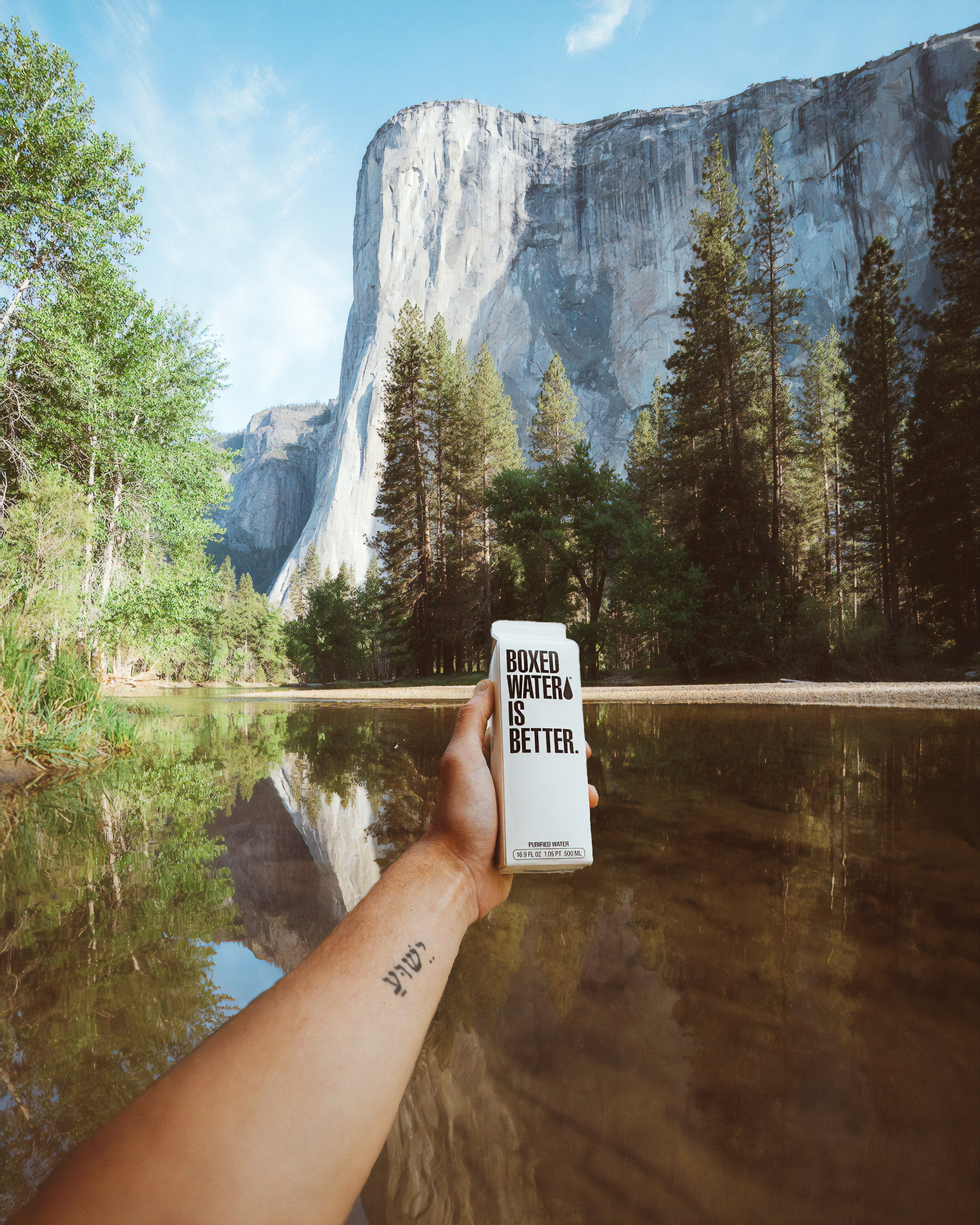 mountain and hand